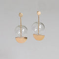 Amadora Earrings – Glass Orb & Gold Half-Moon Drop Jewelry