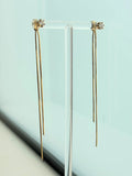 Akayla Earrings – CZ diamonds Studs with Gold Chain Drop