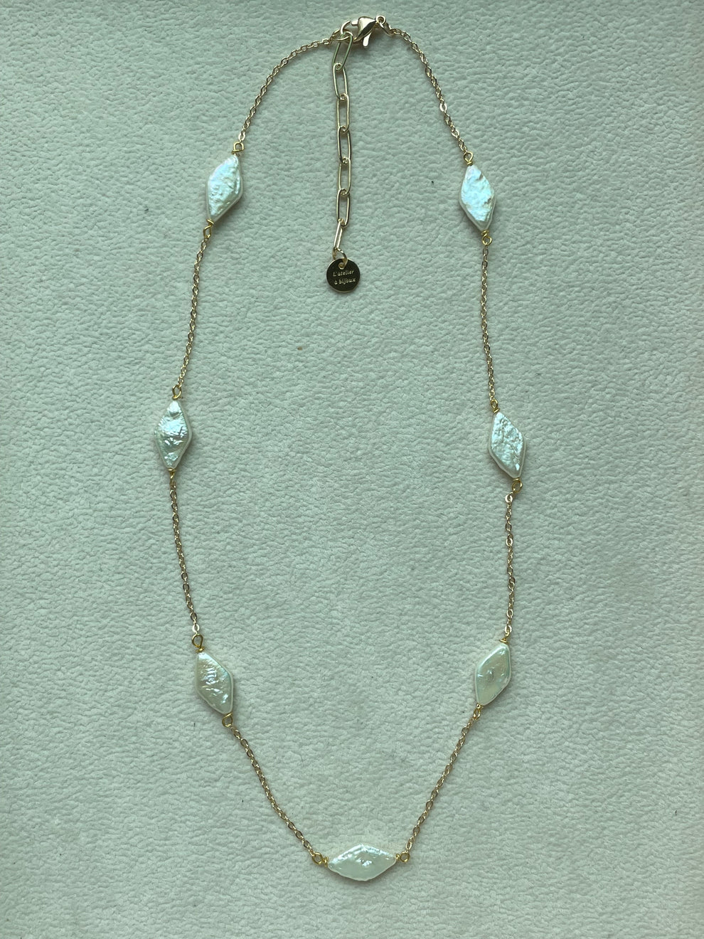 Diamond Pearl Chain Necklace - L'atelier `a bijoux