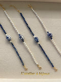 Cobalt Ceramic & Pearl Bracelet