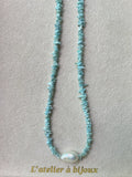 Blue Stone & Baroque Pearl Necklace